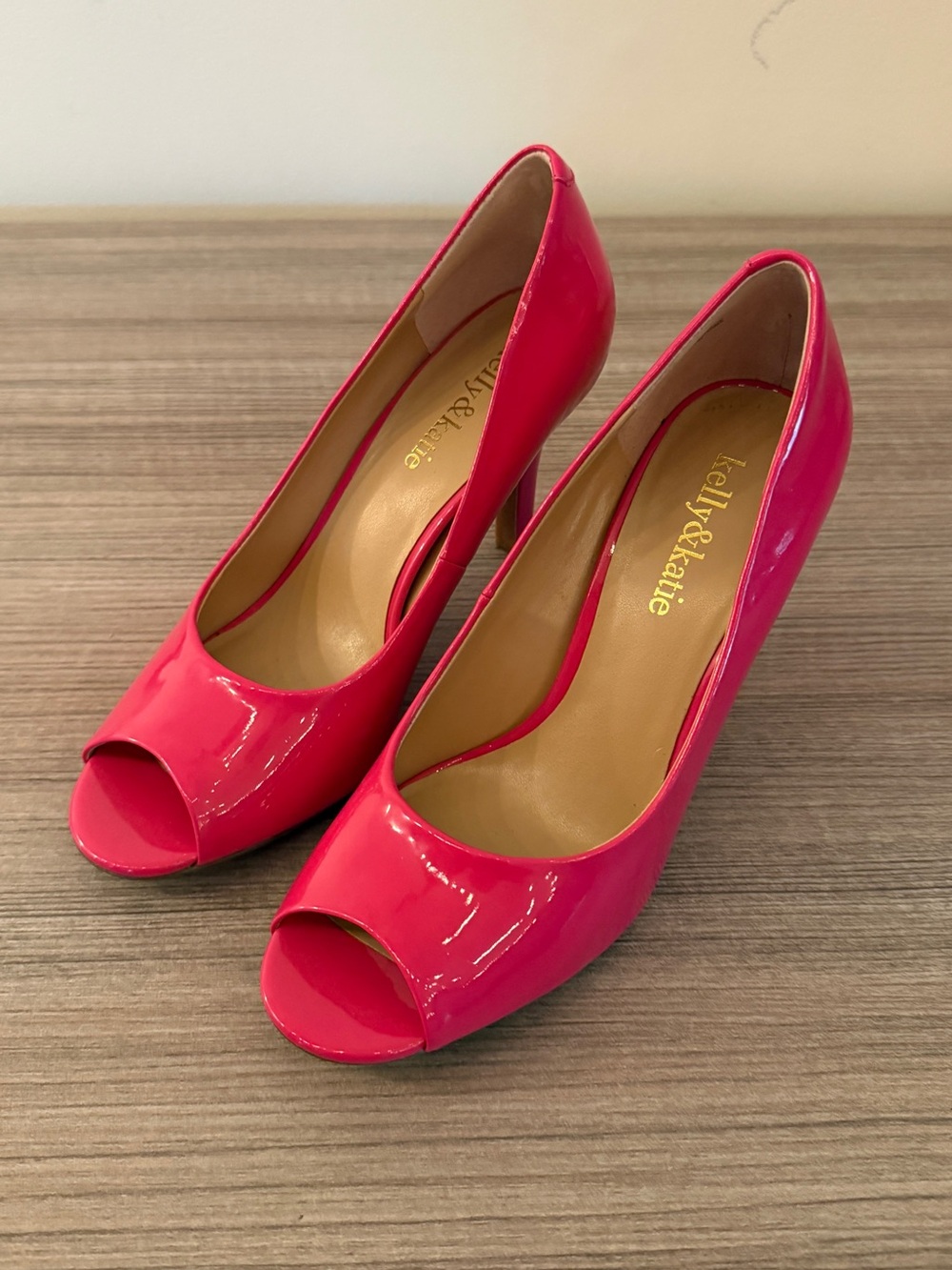 Kelly & Katie Hot Pink Patent Peep-Toe Heels
